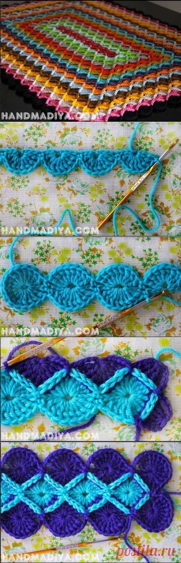 Прямоугольный плед баварской вязкой