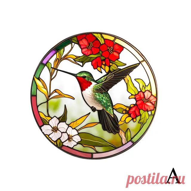 Цветные витражные наклейки в стиле ретро с изображением Колибри, бабочки, цветов, оконная декоративная пленка для защиты от столкновений, съемная пленка Electros W1I5 | AliExpress
