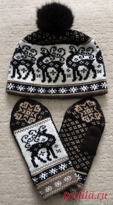 Узор "Олень" в технике жаккарда