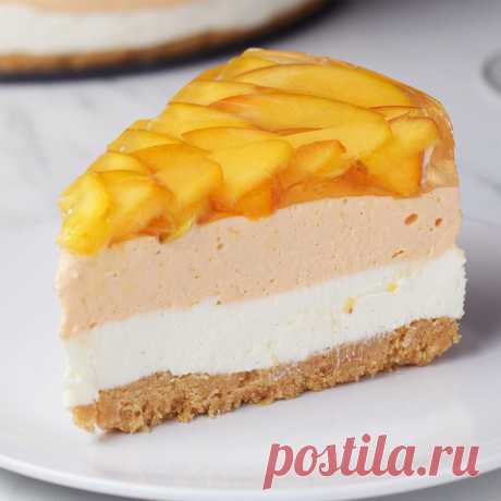 Peaches ‘N’ Cream Cheesecake Recipe by Tasty