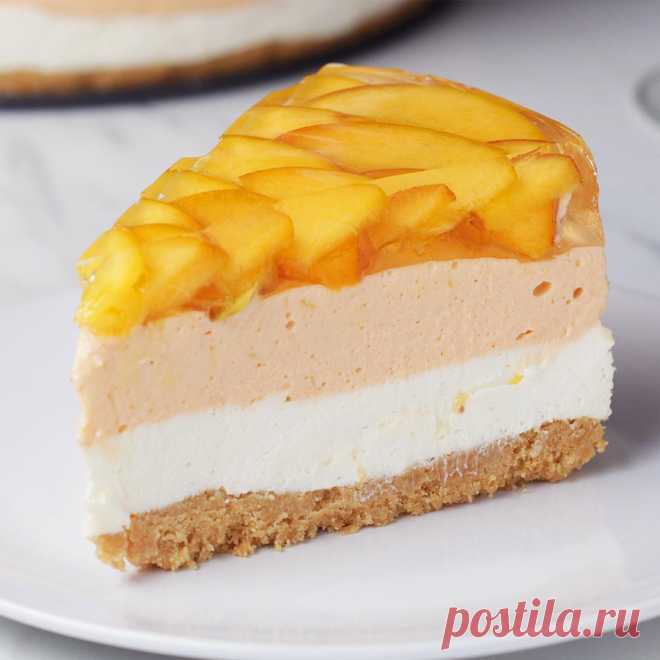 Peaches ‘N’ Cream Cheesecake Recipe by Tasty