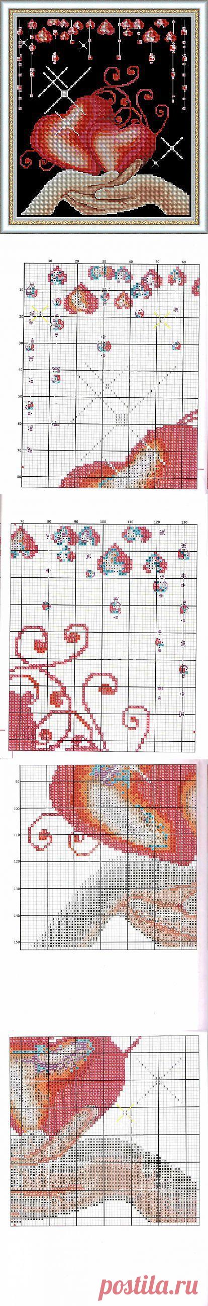 Heart embroidery cross. Embroidery for lovers | Laboratory household