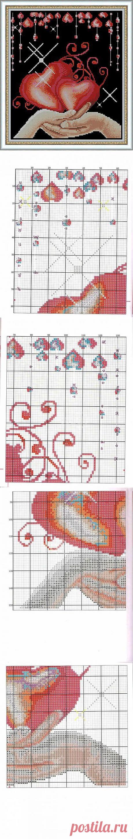 Heart embroidery cross. Embroidery for lovers | Laboratory household