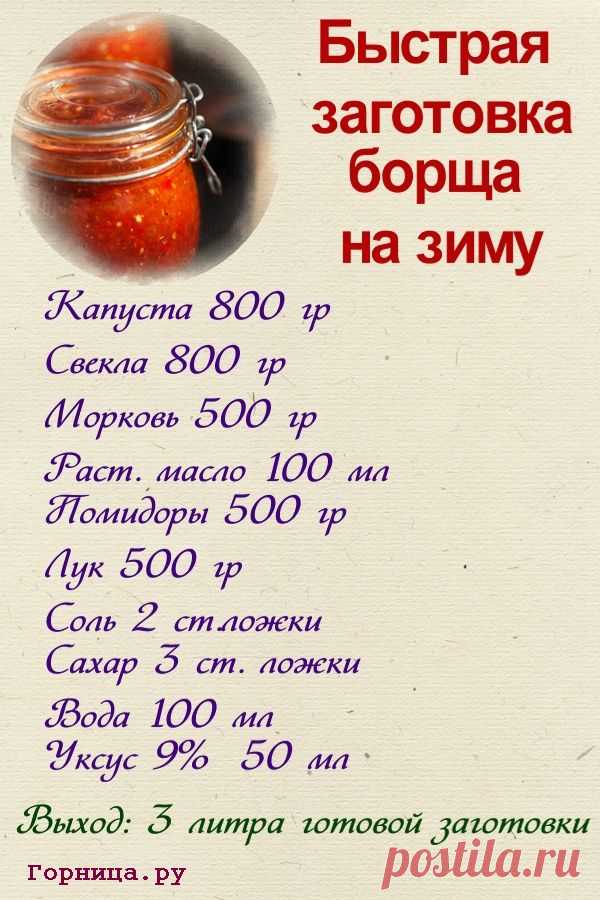 Быстрая заготовка для борща. На зиму — ГОРНИЦА
