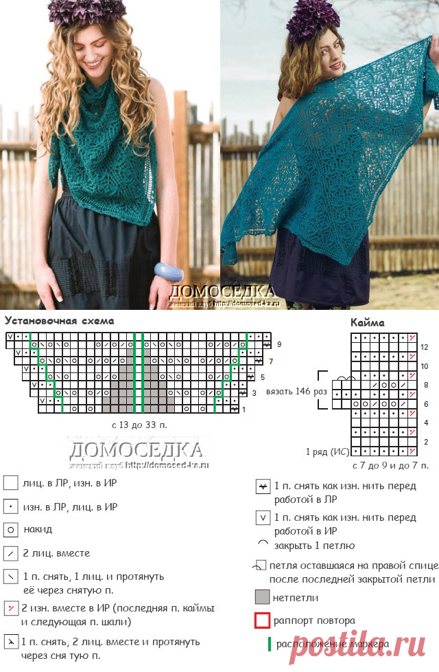 Треугольная вязаная шаль | ДОМОСЕДКА