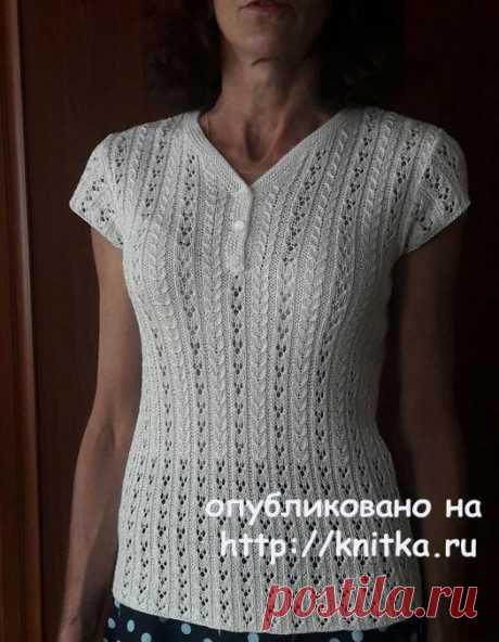 Ажурная кофточка спицами. Работа Марины Ефименко, Вязание для женщин