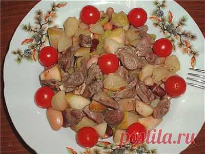 Салат из куриных сердечек с фасолью и яблоками &raquo; Кулинарные рецепты. Пошаговые фото рецепты.