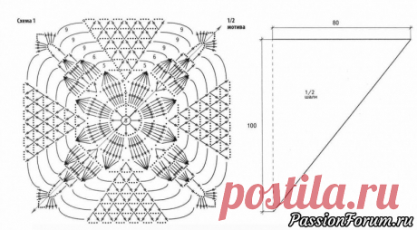 Шаль и клатч с цветами. Схема и описание - запись пользователя Зоя (Михална) в сообществе Вязание крючком в категории Вязаные крючком аксессуары