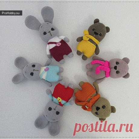 Зайчик-Мишка / Вязание игрушек / ProHobby.su | Вязание игрушек спицами и крючком для начинающих, мастер классы, схемы вязания