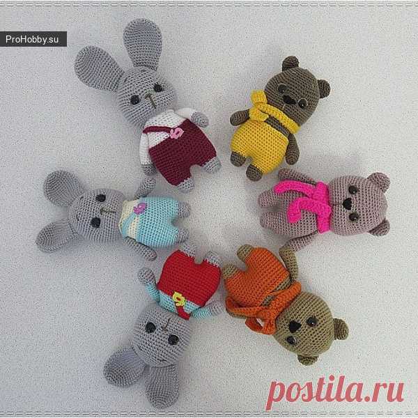 Зайчик-Мишка / Вязание игрушек / ProHobby.su | Вязание игрушек спицами и крючком для начинающих, мастер классы, схемы вязания