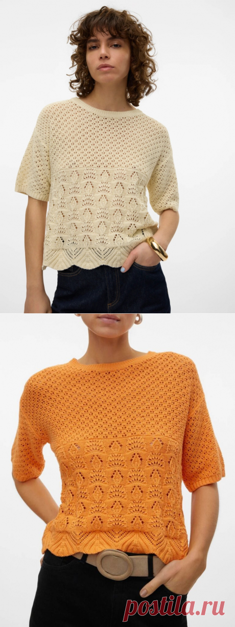 Джемпер с коротким рукавом Only. Схемы - Вязание спицами LenkomKnit