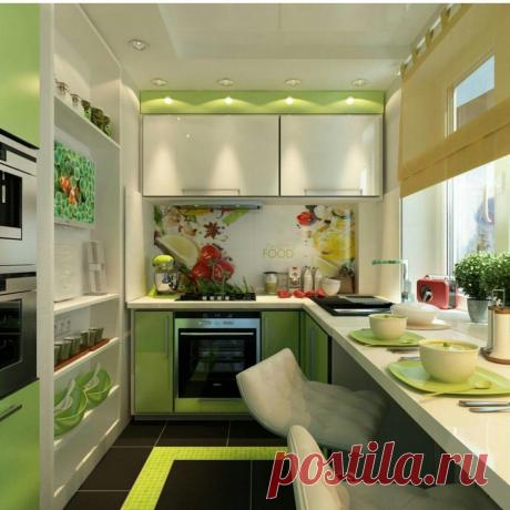 Хороший вариант маленькой кухни)