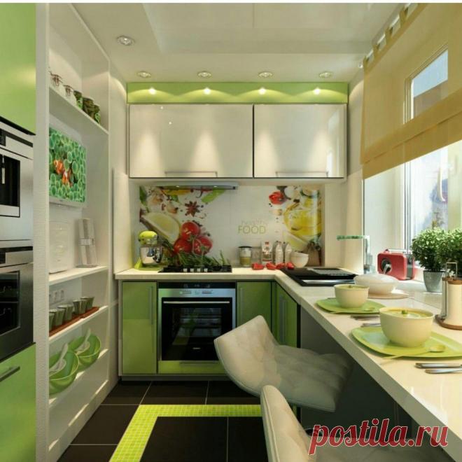Хороший вариант маленькой кухни)