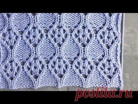 Красивейший ажурный узор спицами в виде ромбов для вязания палантина, летних платьев, кофточек - YouTube