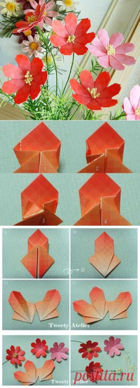 Как сделать красивые бумажные оригами цветок | www.FabArtDIY.com