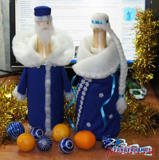 НОВОГОДНИЙ НАРЯД ДЛЯ БУТЫЛКИ С ШАМПАНСКИМ