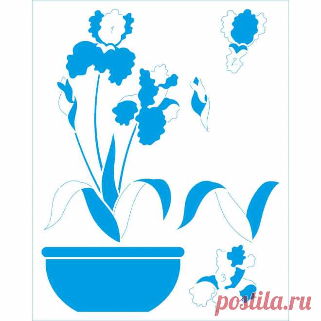 Plantilla rectangular - Orquídea en jarrón | litoarte
