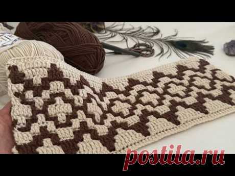 Путь традиционного тканого узора к мозаичному вязанию крючком💫 #crochet #traditional #diy