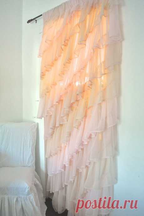Ruffled Sheer Bedroom Curtain by PaulaAndErika on Etsy