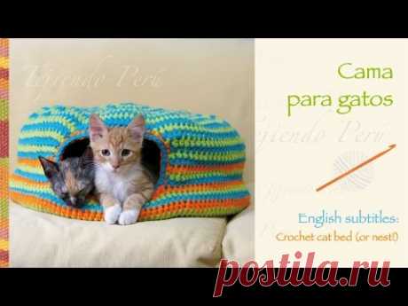 Cama para gatos tejida a crochet / Crochet cat bed or nest