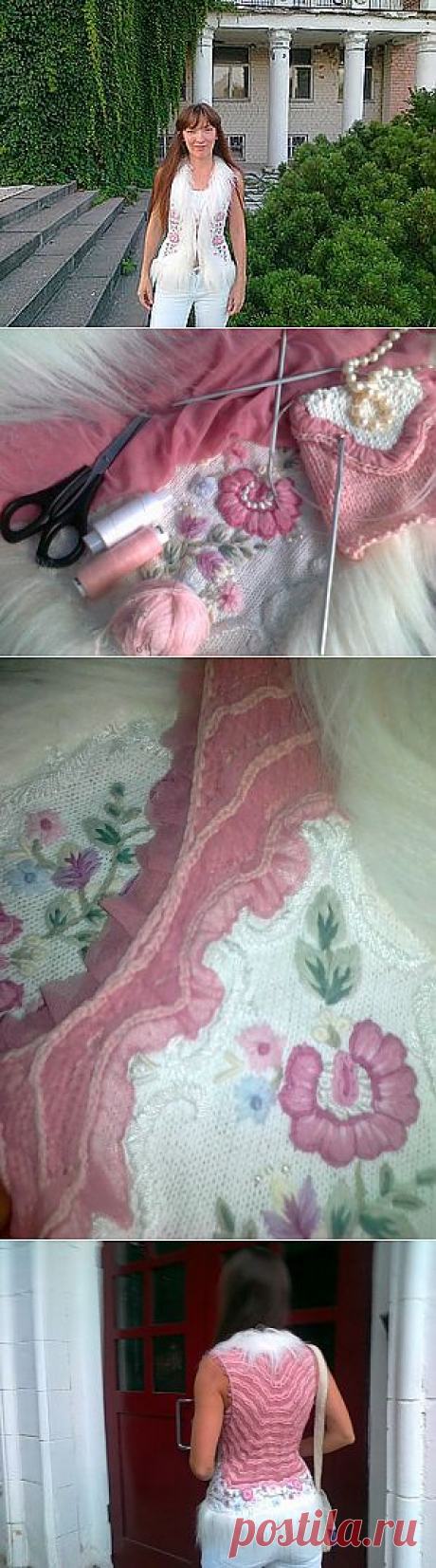 Нарядный жилет с мехом и вышивкой - Ярмарка Мастеров - ручная работа, handmade
