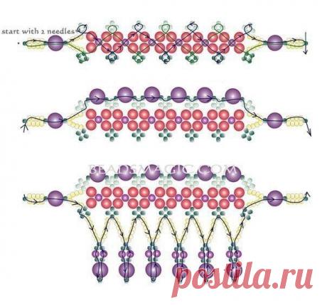 Ожерелья из бисера и бусин. Схемы плетения