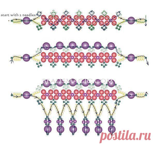 Ожерелья из бисера и бусин. Схемы плетения