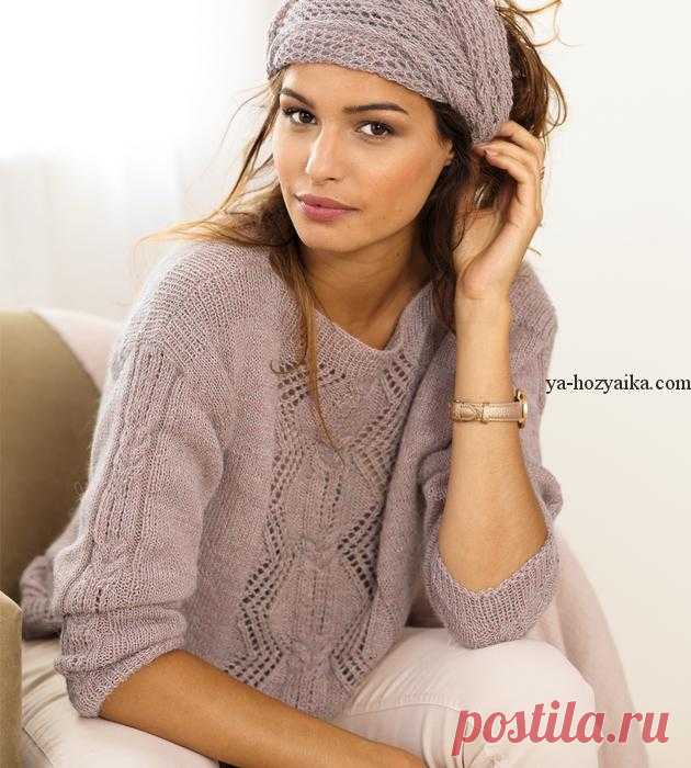 Джемпер спицами со схемами. Модный джемпер красивым узором Элегантный джемпер спицами со схемами. Теплая и элегантная модель джемпера красивым узором