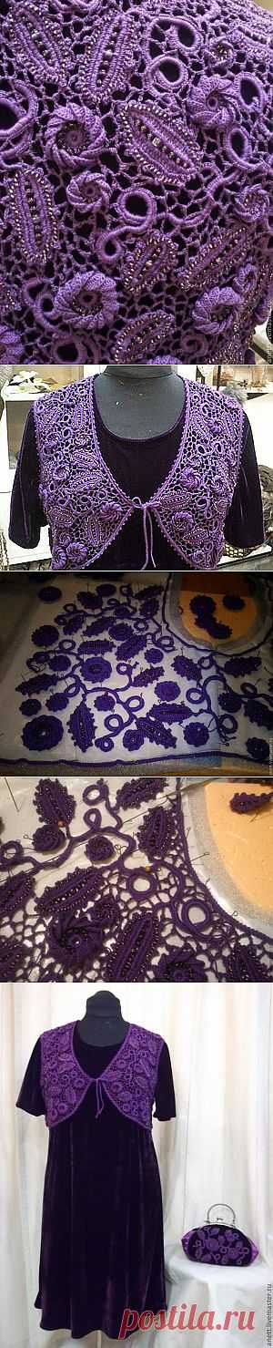 ЖИЛЕТ ИРЛАНДСКИМ КРУЖЕВОМ С ИСПОЛЬЗОВАНИЯ БИСЕРА - ПОДРОБНЫЙ МК.