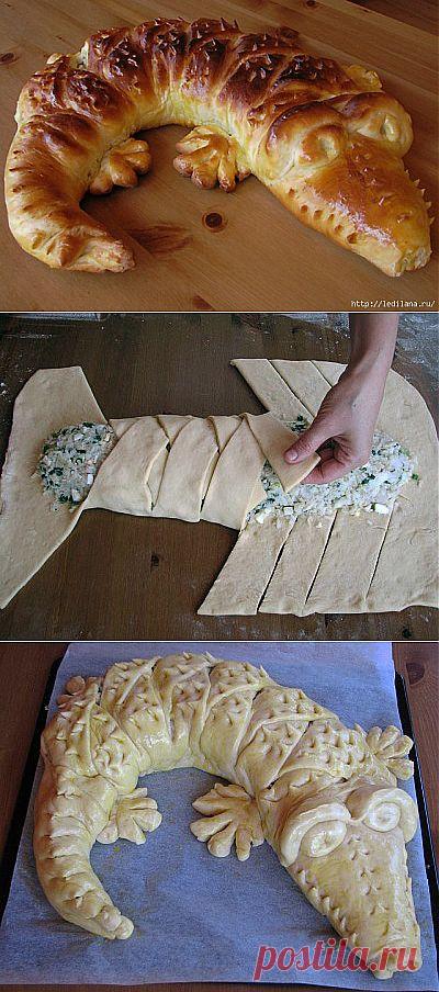 МОНАСТЫРСКАЯ ПОСТНАЯ РЫБНАЯ КУЛЕБЯКА "КРОКОДИЛЬЧИК". - Простые рецепты Овкусе.ру