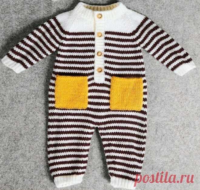 Полосатый комбинезон спицами. | Вязание спицами и крючком🧶 Настя Бодак | Дзен
