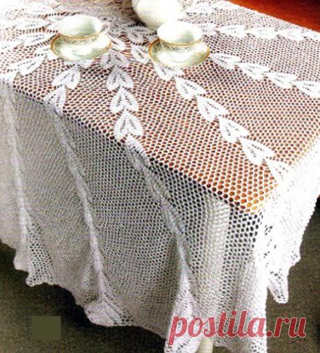 Нежная вязаная скатерть. Схема Нежная вязаная скатерть. Схема вязания крючком