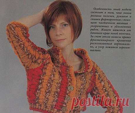 Реглан,выполненный техникой частичного вязания.