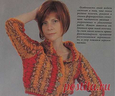 Реглан,выполненный техникой частичного вязания.