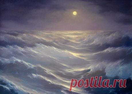 © Луна и море - Георгий Дмитриев - Картины и другие произведения изобразительного искусства. ©ARTRUSSIA-Искусство России