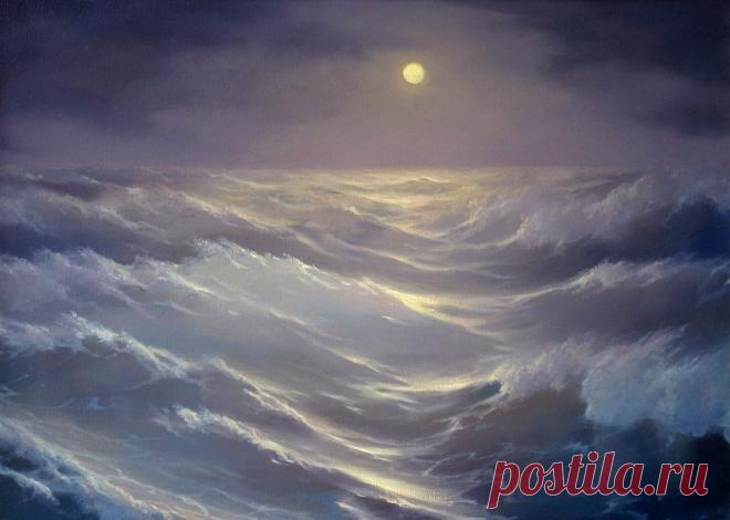 © Луна и море - Георгий Дмитриев - Картины и другие произведения изобразительного искусства. ©ARTRUSSIA-Искусство России