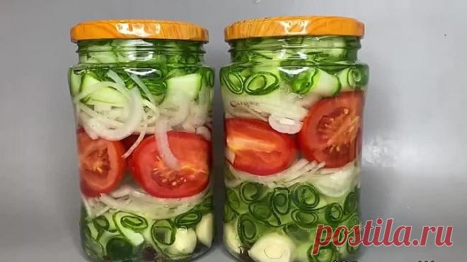 Очень интересная и вкусная закуска из огурцов и помидоров на зиму!
