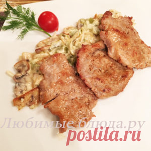 Телятина в сливочно-грибном соусе