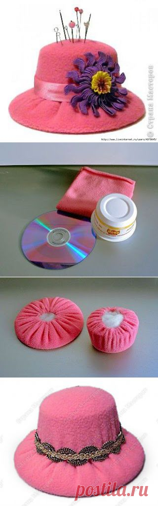 HAND-MADE - ШЛЯПКА ИГОЛЬНИЦА ИЗ ДИСКА.