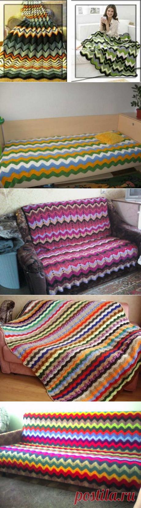 Яркие пледы из остатков пряжи | Уют и тепло моего дома