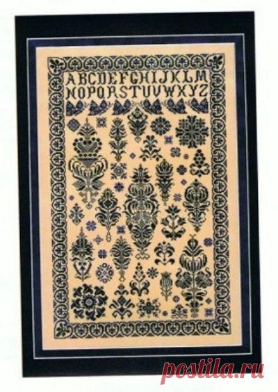 схема для вышивки крестом семплера Midnight in the Garden