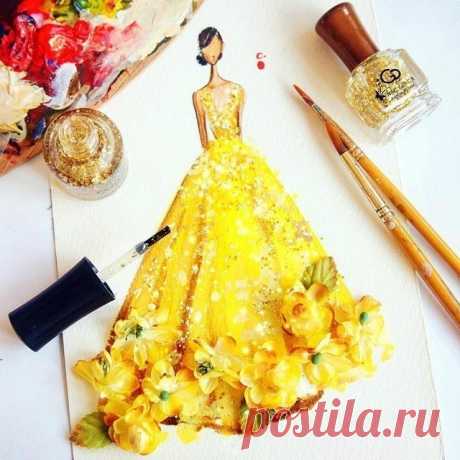 Лак для ногтей в руках художника