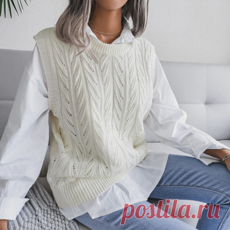 Ажурная безрукавка спицами. Схема узора. / knittingideas.ru