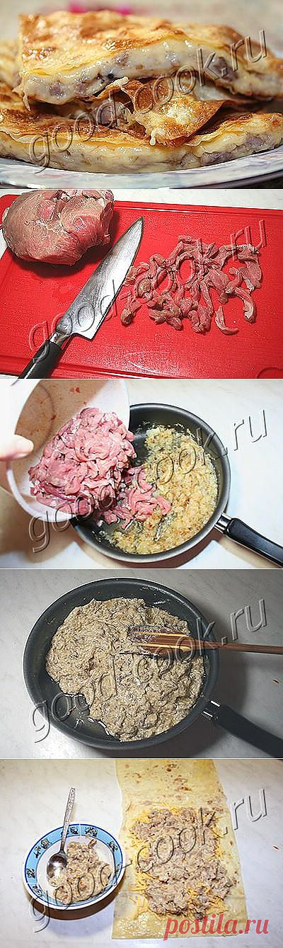 Хорошая кухня - конверты из лаваша с мясом и сыром. Кулинарная книга рецептов. Салаты, выпечка.