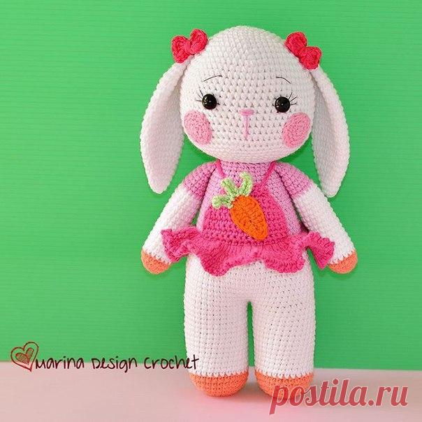 Вязаная игрушка крючком зайка Мими. Авторский мастер-класс от Marina Brichka.