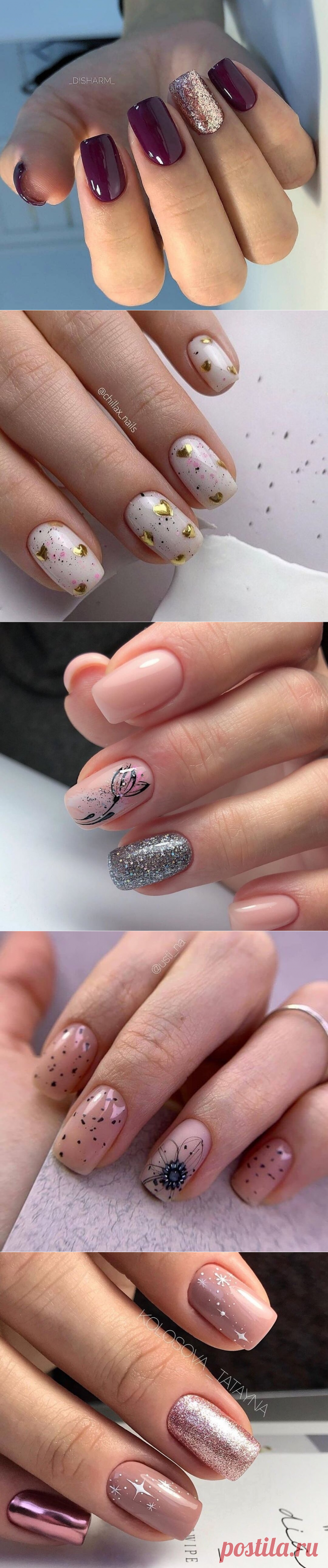 Красивые дизайны, нежный и яркий маникюр, разные зимние оттенки | Новости моды