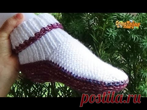 Pantuflas Únicas. Babuchas. Zapatilla. Slippers. Paso a Paso 2 agujas/tricot/palillos (761)