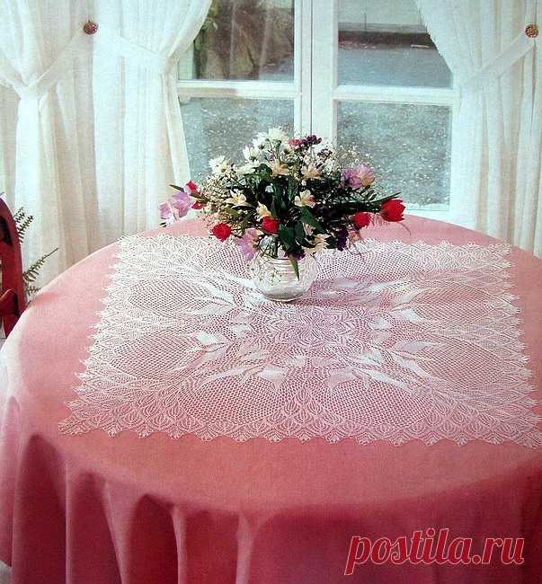 салфетка спицами квадратная