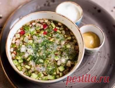 Рецепт Окрошка быстрая на квасе с фото по шагам