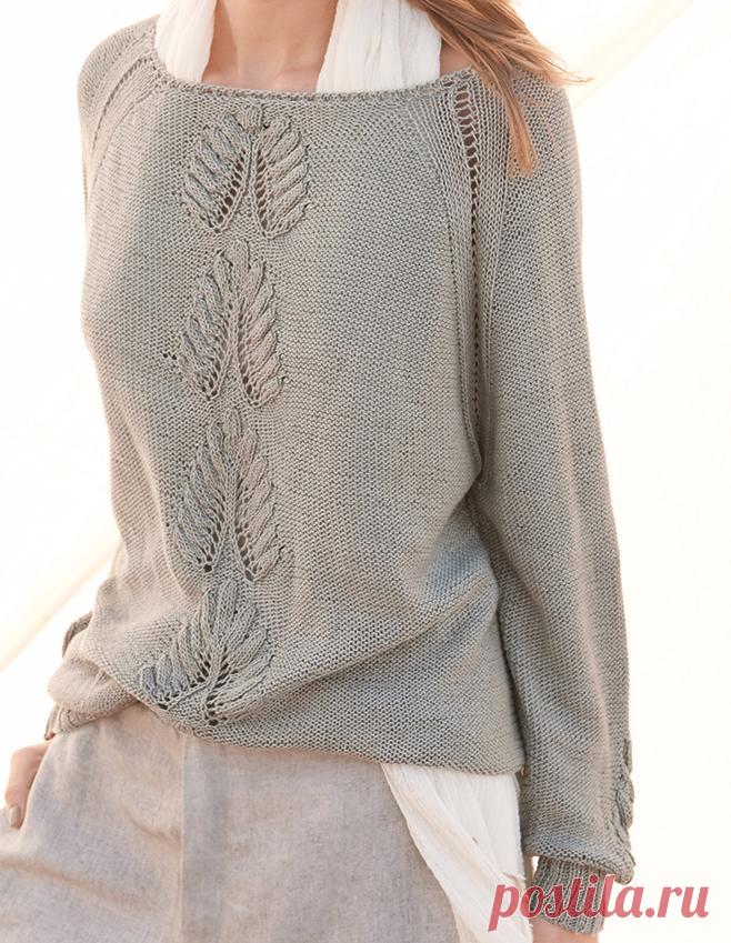 Модель для вязания Пуловер На сайте Люди Вяжут представлена модель №6 из журнала LINO №1, пряжа Solo Lino. Приведена инструкция по вязанию для размера: 42/44, 46/48 и 50/52. Инструменты: прямые спицы № 3 и 4, круговые спицы № 4 длиной 80 см.